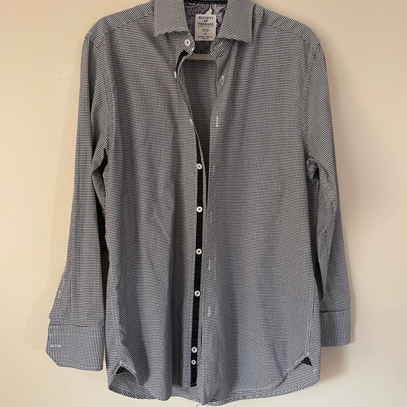 Society Of Threads Mens Button Down Shirt Black White Size Medium - Picture 1 of 10